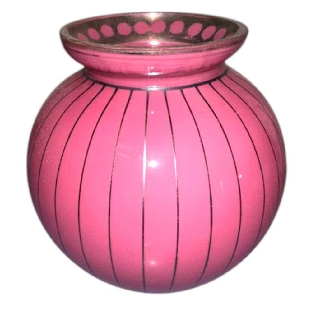 Antique 1920s Pink Josef Hoffmann Silver Overlay Vase - Made in Czechoslovakia